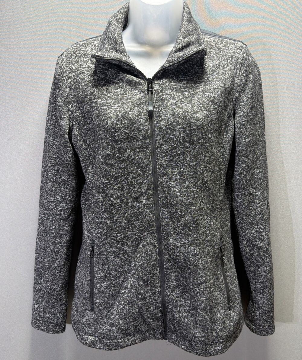 Avalanche Jacket Fleece Sweater Womens Medium Gray Marled Full Zip Pockets